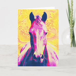 Vintage- und Pop-Art-Rosafarbenes Pferd-Kunst-Noti Karte