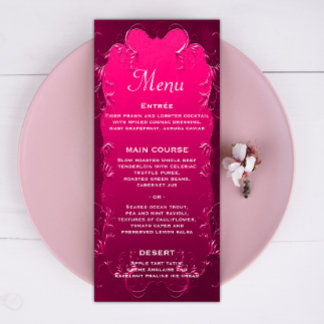 Vintage und romantische Pink-Hochzeit Menükarte