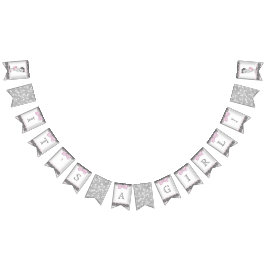 Vintage und rosa graue Mädchendusche Wimpelkette