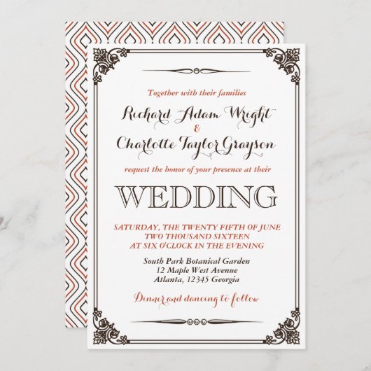 Vintage und rustikale Hochzeitseinladung Einladung (Vorne/Hinten)