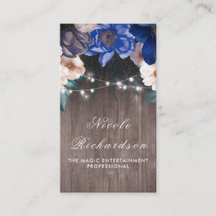 Vintage und rustikale Marine und Royal Blue Floral Visitenkarte