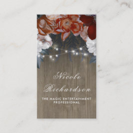 Vintage und rustikale Pflaume und Burgund Floral B Visitenkarte