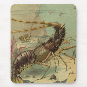 Vintage Underwater Sea Life, Animals in the Ocean Mousepad