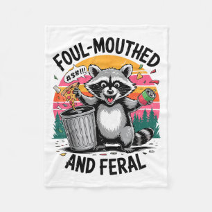 Vintage unflätig & wild Raccoon Retro-Spaß Fleecedecke