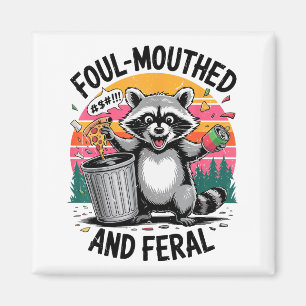Vintage unflätig & wild Raccoon Retro Spaß Magnet