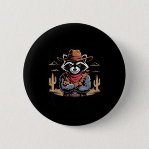 Vintage unflätig wilde Waschbär Cowboy lustig T-Sh Button