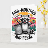 Vintage unflätiger und verwilderter Waschbär Retro Karte (Gelbe Blume)