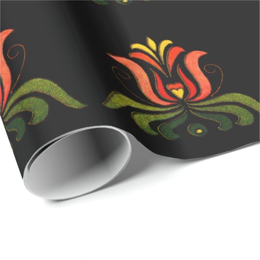 Vintage ungarische Blume Geschenkpapier (Rolleneckpunkt)