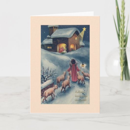 Vintage ungarische Engelnativity-Weihnachtskarte Feiertagskarte (Vorderseite)