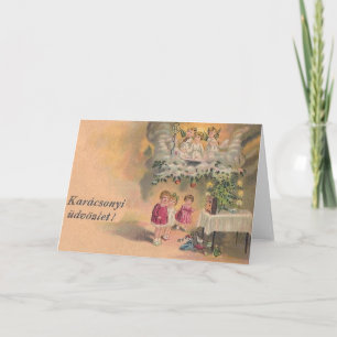Vintage ungarische Weihnachtskarte Feiertagskarte