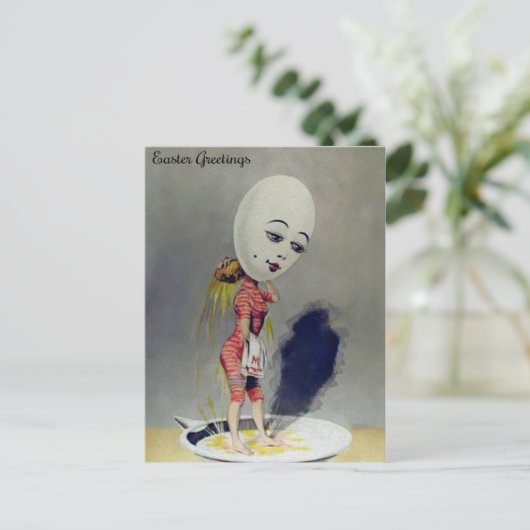 Vintage ungerade Ei Lady Postkarte (Stehend Vorderseite)