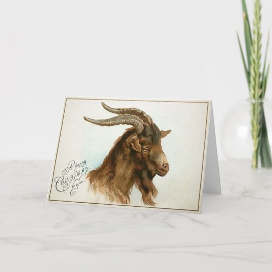 Vintage ungerade Ziegenkarte Feiertagskarte (Vorderseite)