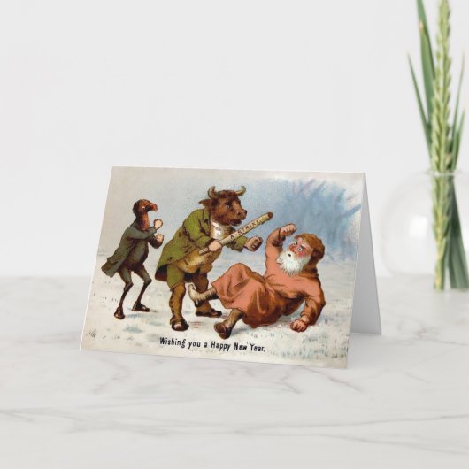 Vintage ungünstige Neujahrskarte Feiertagskarte (Vorderseite)