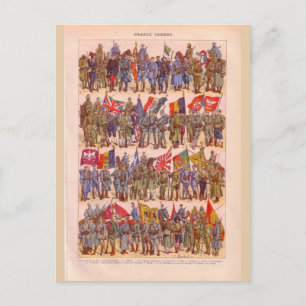 Vintage Uniformen des Ersten Weltkriegs Postkarte