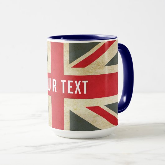 Vintage Union Jack britische Flagge Tasse (VorderseiteRechts)