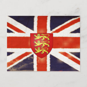Vintage Union Jack Coat of Arms Postkarte