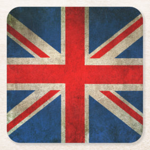 Vintage Union Jack-Flagge des Vereinigten Königrei Rechteckiger Pappuntersetzer