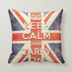 Vintage Union Jack Flagge - Keep Calm and Carry On Kissen