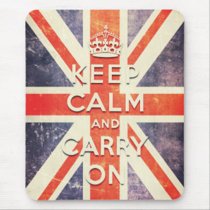 Vintage Union Jack Flagge Keep Calm und mach weite Mousepad
