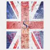 Vintage Union Jack Flagge mit Monogramm Fleecedecke (Vorderseite)