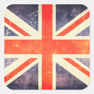 Vintage-Union-Jack-Flagge Quadratischer Aufkleber