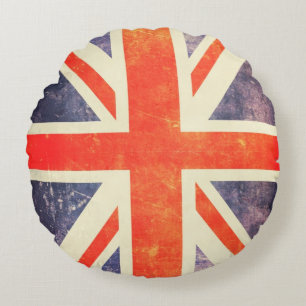 Vintage-Union-Jack-Flagge Rundes Kissen