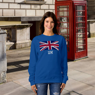 Vintage Union Jack Flagge (weiße "UK"-Schrift) Dam Sweatshirt