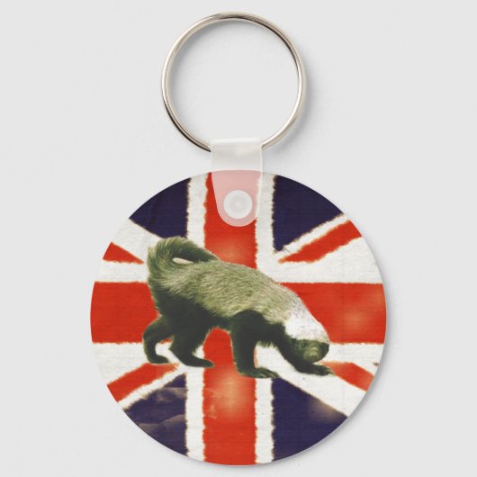 Vintage Union Jack Honey Badger Basic Schlüsselanh Schlüsselanhänger (Vorderseite)