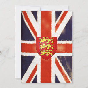 Vintage Union Jack mit Wappen-Einladungen Einladung