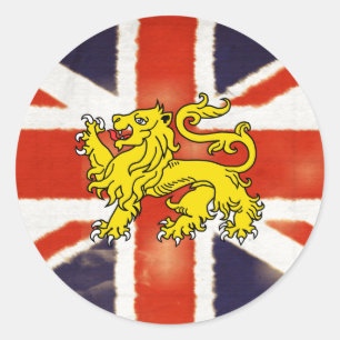 Vintage-Union-Jack-Wappen-Löwe-Aufkleber Runder Aufkleber