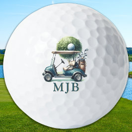 Vintage Unique Cart Custom 3 Initial Monogram Golfball