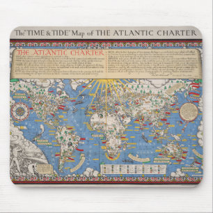 Vintage United Nations / Atlantik-Charta-Karte Mousepad