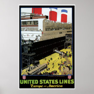 Vintage United States Lines Europa Amerika Poster