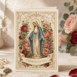 Vintage Unsere Liebe Frau der Gnade rote Rosen kat Karte