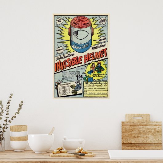 Vintage unsichtbare Helmwerbung Kunst Poster (Küche)