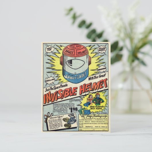 Vintage unsichtbare Helmwerbung Postkarte (Stehend Vorderseite)