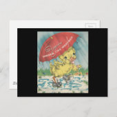 Vintage "unter dem Wetter" Ente Postkarte (Vorne/Hinten)