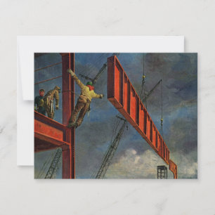 Vintage Unternehmen, Arbeiter auf Stahlbaustelle