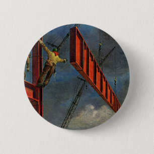 Vintage-Unternehmen, Arbeiter im Stahlbau Button