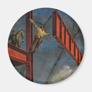 Vintage-Unternehmen, Arbeiter im Stahlbau Magnet