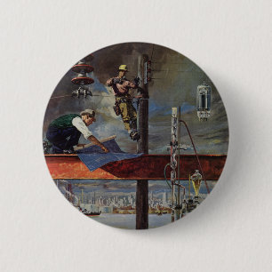 Vintage-Unternehmen, Architekten und Bauwesen Button