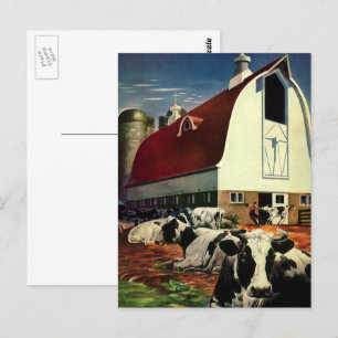 Vintage-Unternehmen, Holstein-Milchkühe auf Milchv Postkarte