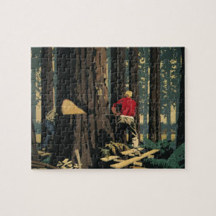 Vintage-Unternehmen, Holzwirtschaft Redwood-Wald Puzzle