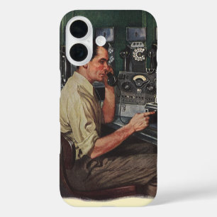 Vintage-Unternehmen, Reparaturmann für Münzfernspr iPhone 16 Hülle