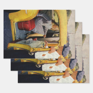 Vintage-Unternehmen, Taxifahrerin weibliche Fahrgä Geschenkpapier Set