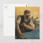 Vintage Unternehmensarchitektur und Gebäude-Bluepr Postkarte (Vorne/Hinten)