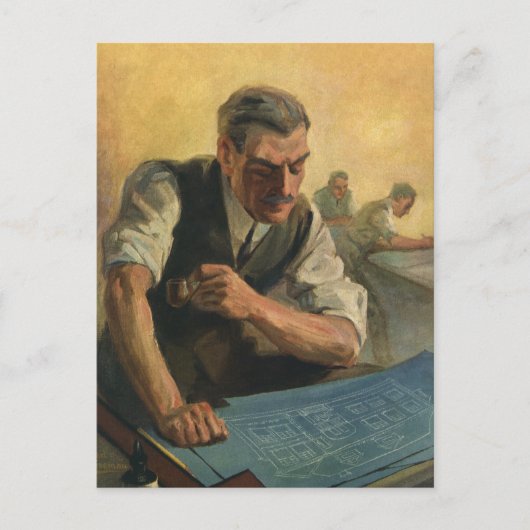 Vintage Unternehmensarchitektur und Gebäude-Bluepr Postkarte (Vorderseite)