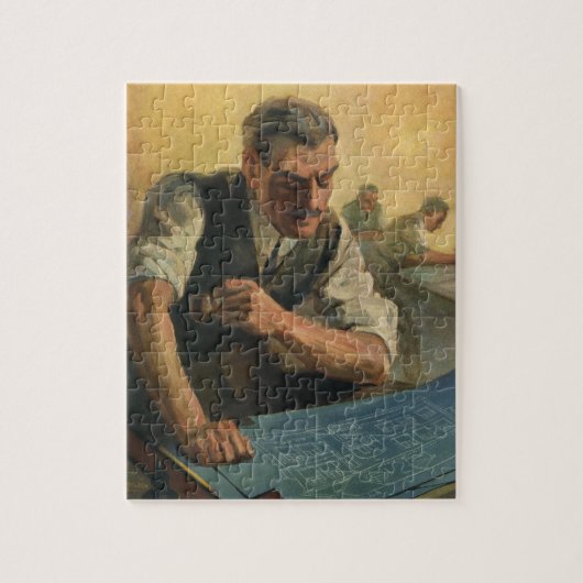 Vintage Unternehmensarchitektur und Gebäude-Bluepr Puzzle (Vertikal)