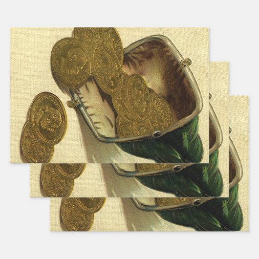 Vintage Unternehmensfinanzierung, Goldmünzen in Ge Geschenkpapier Set (Set)