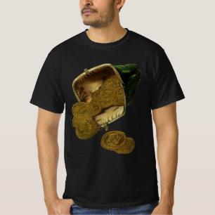 Vintage-Unternehmensfinanzierung, Goldmünzgeld im T-Shirt
